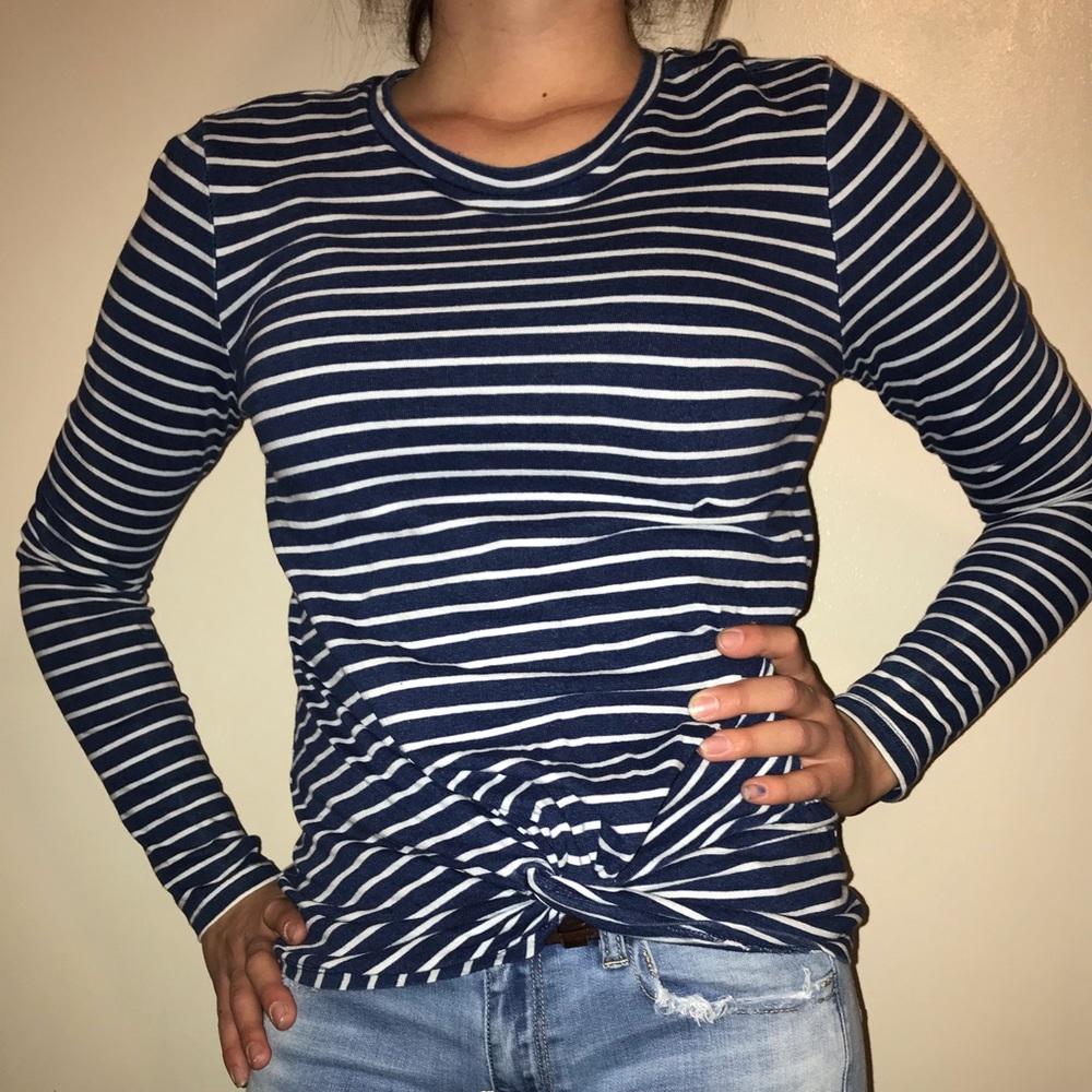 Blue and white striped long sleeve